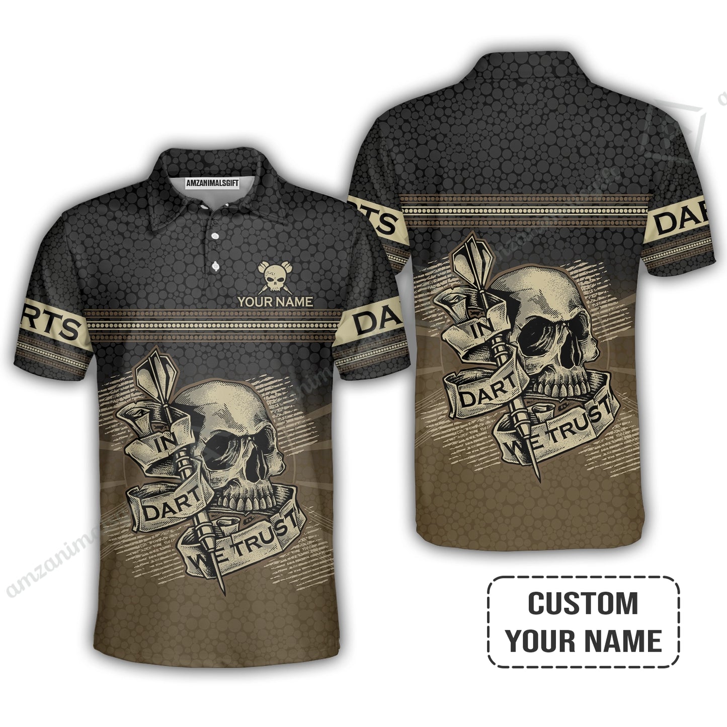 Customized Darts Women Polo Shirt, Darts Skull In Dart We Trust Polo Shirt For Women, Perfect Outfit For Darts Lovers, Darts Players