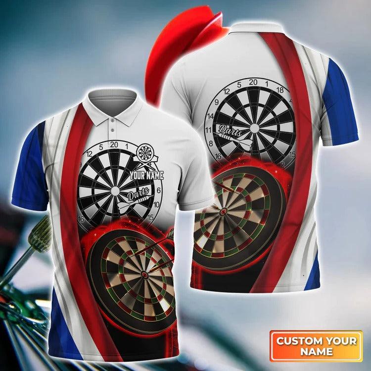 Customized Darts Polo Shirt, France Flag Dartboard, Personalized Name Polo Shirt For Men - Perfect Gift For Darts Lovers, Darts Players - Amzanimalsgift