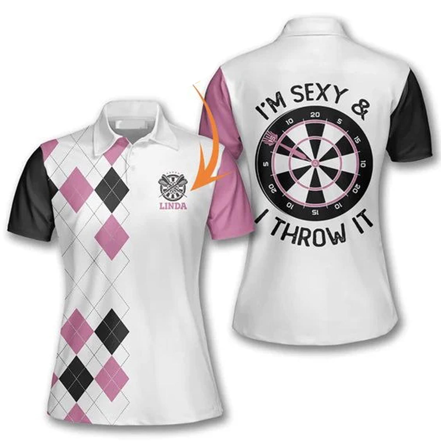 Customized Darts Polo Shirt, I’m Sexy and I Throw It, Personalized Name Polo Shirt For Women - Perfect Gift For Darts Lovers, Darts Players