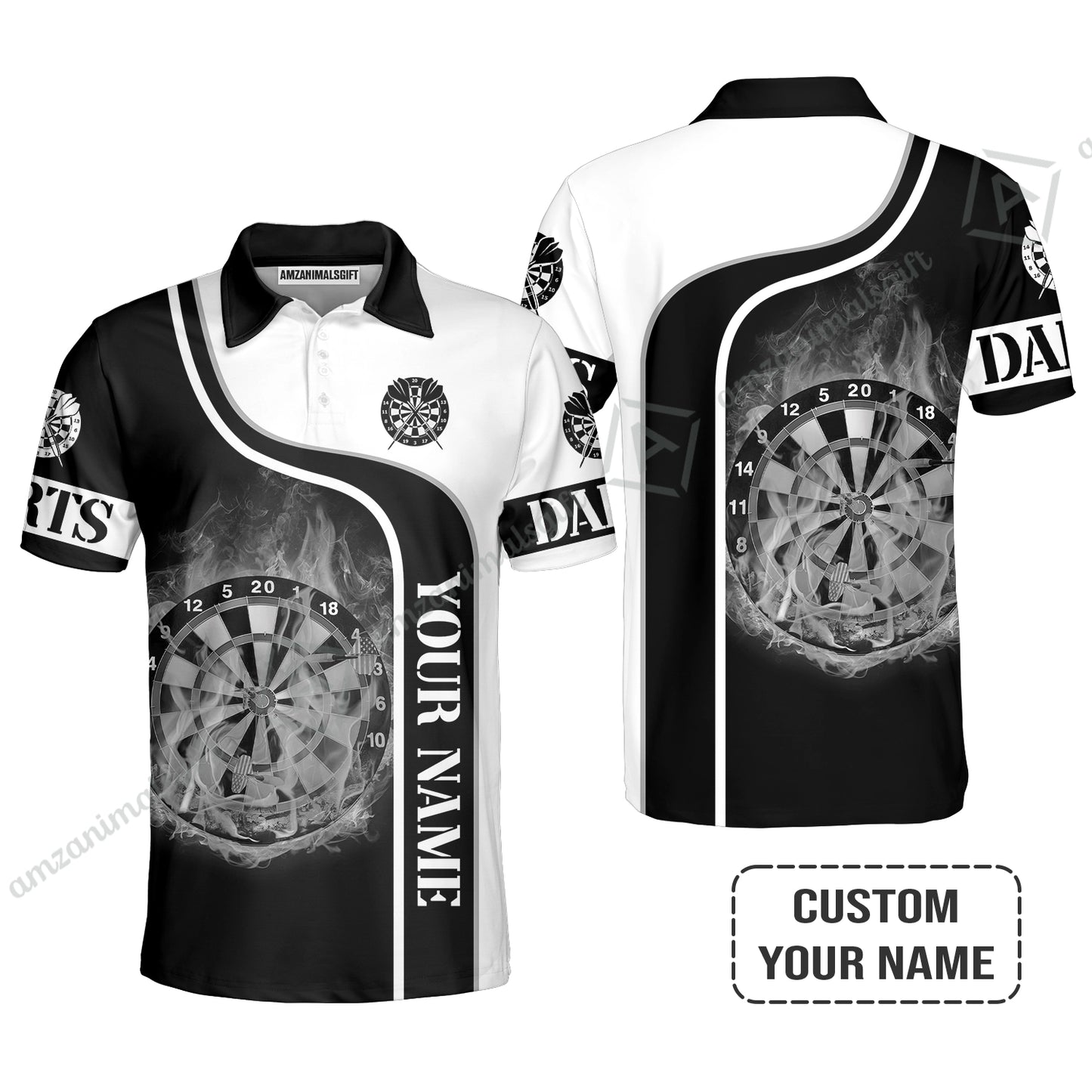 Customized Darts Women Polo Shirt, Personalized Darts Black And White Polo Shirt For Women, Perfect Gift For Darts Lovers, Darts Players