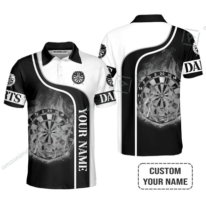 Customized Darts Polo Shirt, Personalized Darts Black And White Polo Shirt For Men And Women, Perfect Gift For Darts Lovers, Darts Players