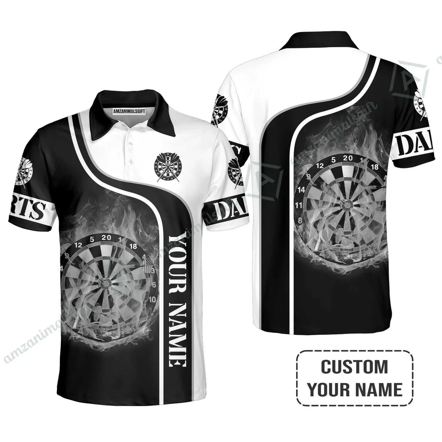 Customized Darts Hawaiian Shirt, Personalized Darts Black And White Shirt For Men And Women, Perfect Outfit For Darts Lovers, Darts Players