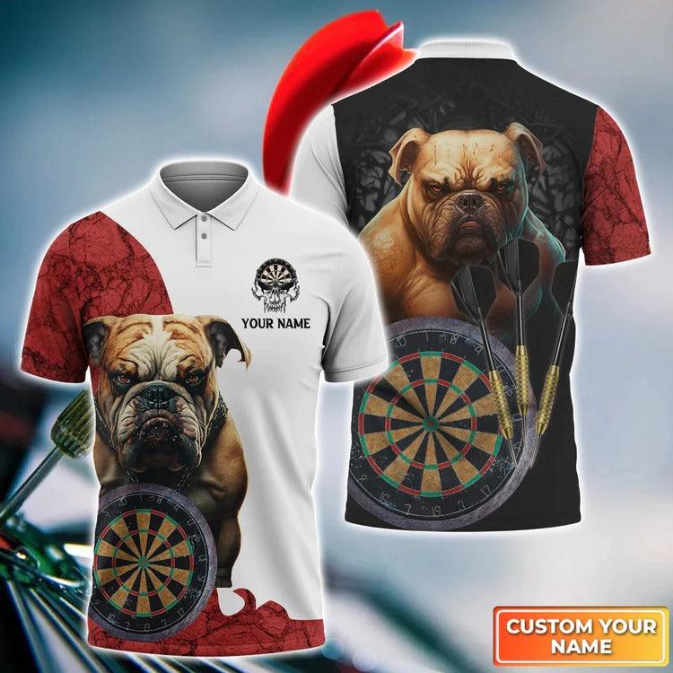 Customized Darts Polo Shirt, Personalized Name Bulldog And Darts Polo Shirt For Men - Perfect Gift For Darts Lovers, Darts Players - Amzanimalsgift