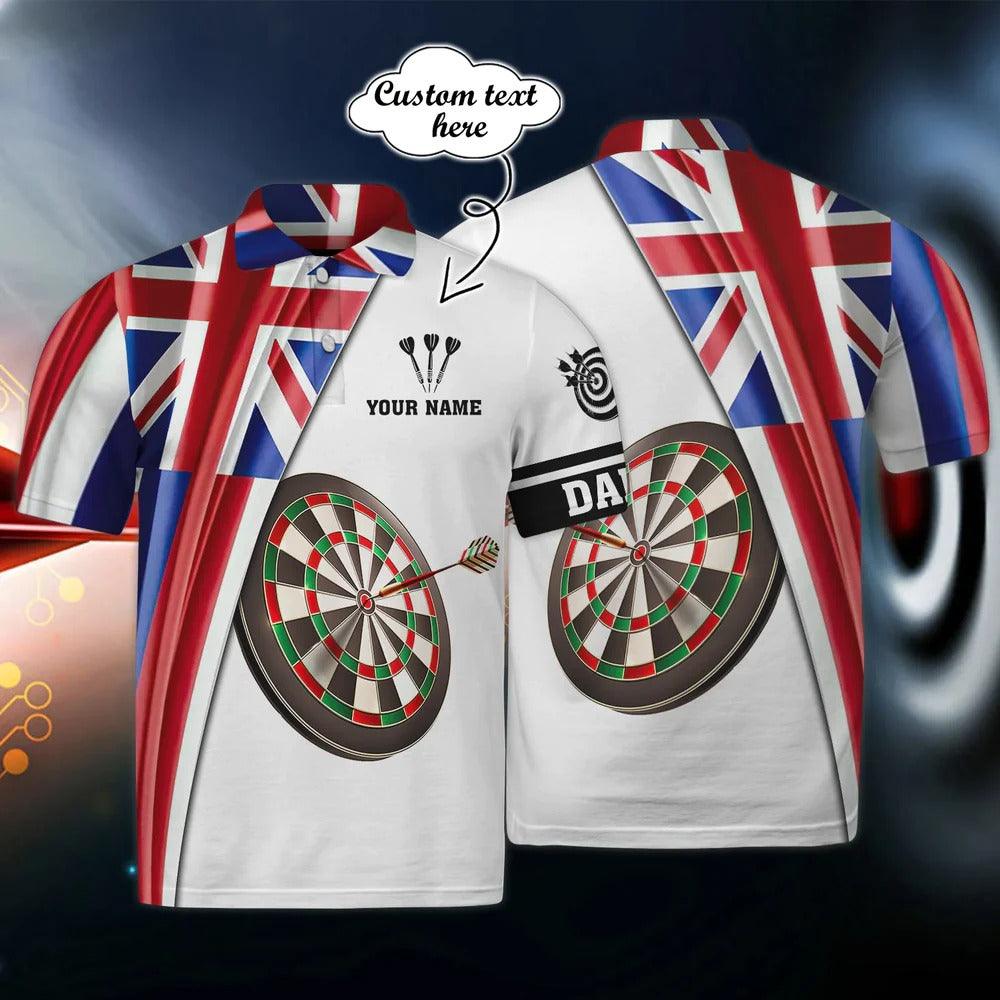 Customized Darts Polo Shirt, UK Flag, Personalized Name Polo Shirt For Men, Team Uniform UK - Perfect Gift For Darts Lovers, Darts Players - Amzanimalsgift