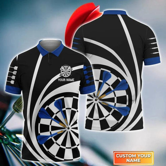 Customized Darts Polo Shirt, Whirly Darts Personalized Name Polo Shirt For Men - Perfect Gift For Darts Lovers, Darts Players - Amzanimalsgift