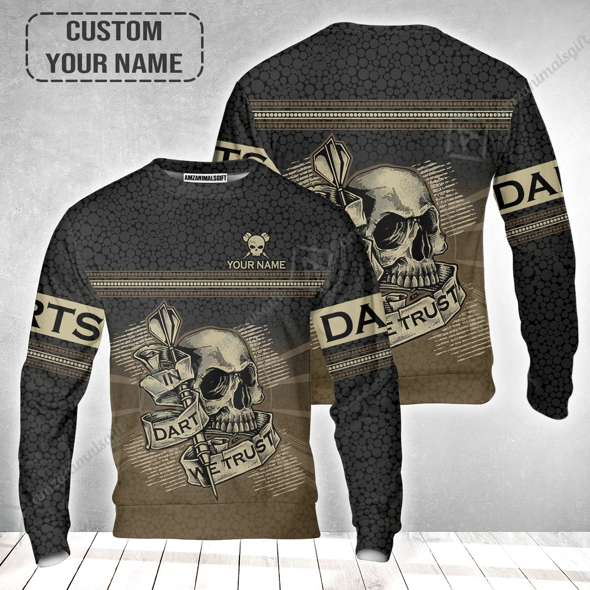 Customized Darts Sweatshirt, Darts Skull In Dart We Trust Sweatshirt For Men And Women, Perfect Outfit For Darts Lovers, Darts Players