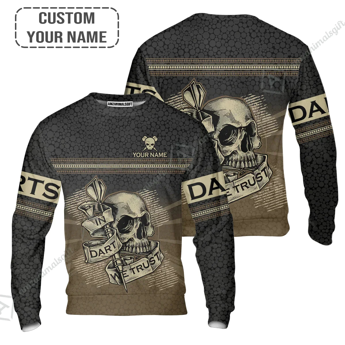 Customized Darts Long Polo Shirt, Darts Skull In Dart We Trust Polo Shirt For Men And Women, Perfect Outfit For Darts Lovers, Darts Players
