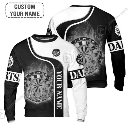 Customized Darts Hawaiian Shirt, Personalized Darts Black And White Shirt For Men And Women, Perfect Outfit For Darts Lovers, Darts Players