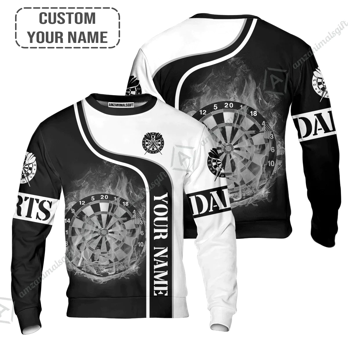 Customized Darts Long Polo Shirt, Personalized Darts Black And White Polo Shirt For Men And Women, Outfit For Darts Lovers, Darts Players