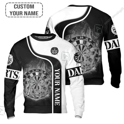 Customized Darts Long Polo Shirt, Personalized Darts Black And White Polo Shirt For Men And Women, Outfit For Darts Lovers, Darts Players