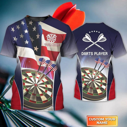 Customized Darts T Shirt, American Darts Player, Personalized Name T Shirt For Men - Perfect Gift For Darts Lovers, Darts Players - Amzanimalsgift