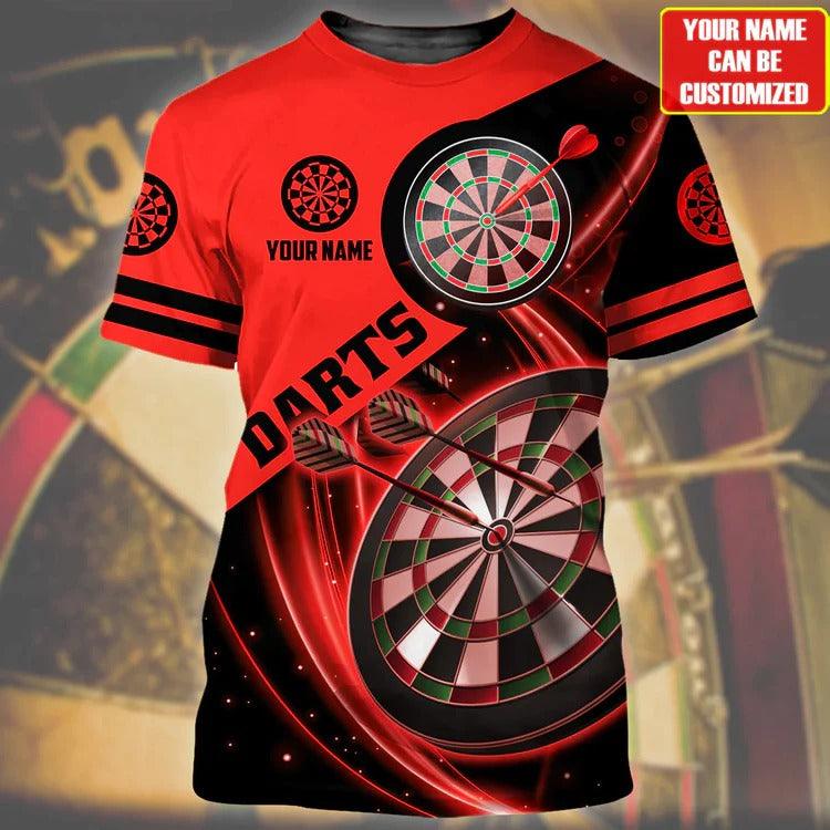 Customized Darts T Shirt, Black And White Darts, Personalized Name T Shirt For Men - Perfect Gift For Darts Lovers, Darts Players - Amzanimalsgift