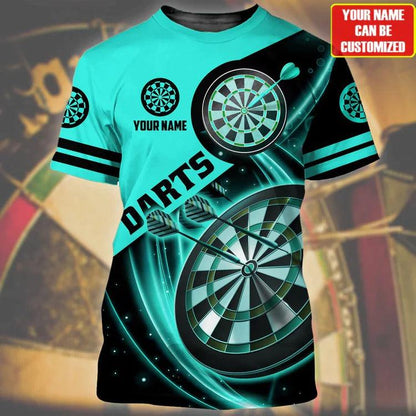 Customized Darts T Shirt, Black And White Darts, Personalized Name T Shirt For Men - Perfect Gift For Darts Lovers, Darts Players - Amzanimalsgift