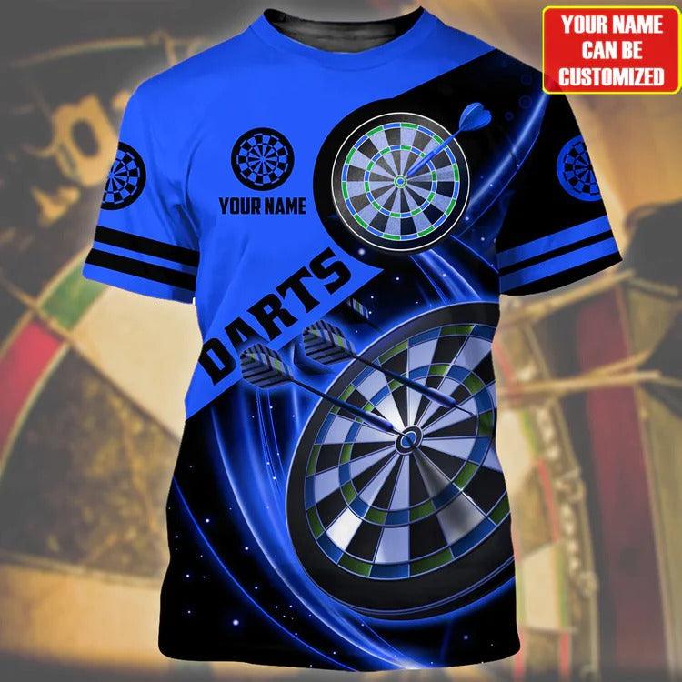 Customized Darts T Shirt, Black And White Darts, Personalized Name T Shirt For Men - Perfect Gift For Darts Lovers, Darts Players - Amzanimalsgift