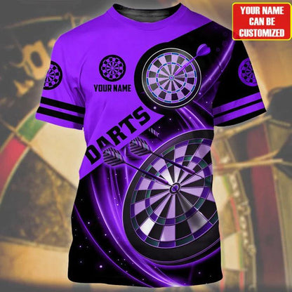 Customized Darts T Shirt, Black And White Darts, Personalized Name T Shirt For Men - Perfect Gift For Darts Lovers, Darts Players - Amzanimalsgift