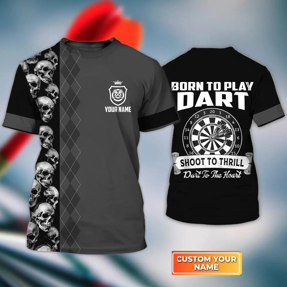 Customized Darts T Shirt, Born To Play Darts, Personalized Name T Shirt For Men - Perfect Gift For Darts Lovers, Darts Players - Amzanimalsgift