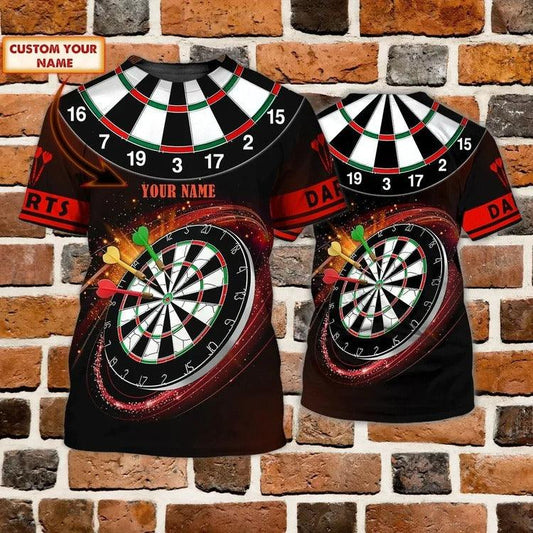 Customized Darts T Shirt, Bullseye Dartboard, Personalized Name Darts T Shirt For Men - Perfect Gift For Darts Lovers, Darts Players - Amzanimalsgift