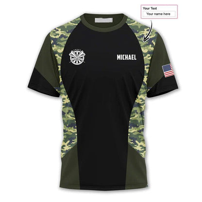 Customized Darts T Shirt, Camouflage Skull Waving Flag, Personalized Name T Shirt For Men - Perfect Gift For Darts Lovers, Darts Players - Amzanimalsgift
