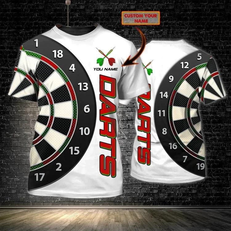 Customized Darts T Shirt, Dartboard, Personalized Name T Shirt For Men - Perfect Gift For Darts Lovers, Darts Players - Amzanimalsgift