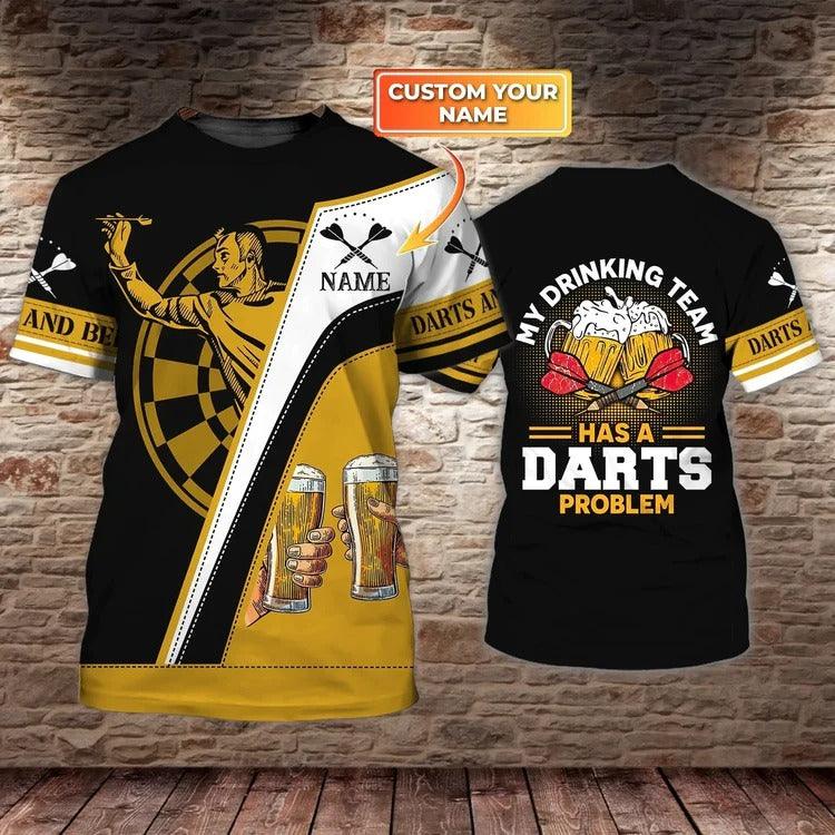 Customized Darts T Shirt, Darts And Beer, Personalized Name T Shirt For Men - Perfect Gift For Darts Lovers, Darts Players - Amzanimalsgift