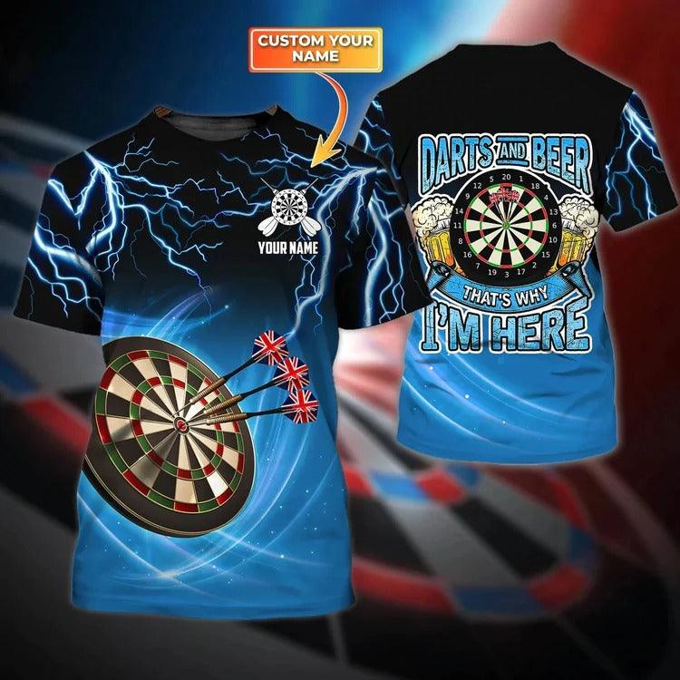 Customized Darts T Shirt, Darts And Beer, Personalized Name T Shirt For Men - Perfect Gift For Darts Lovers, Darts Players - Amzanimalsgift