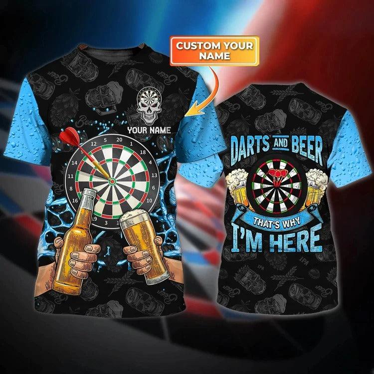 Customized Darts T Shirt, Darts And Beer, Personalized Name T Shirt For Men - Perfect Gift For Darts Lovers, Darts Players - Amzanimalsgift
