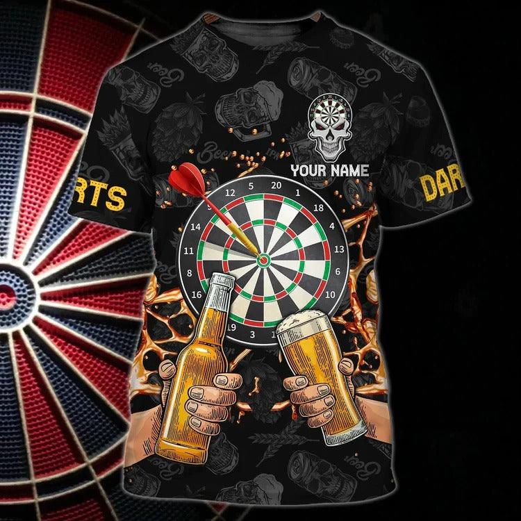 Customized Darts T Shirt, Darts And Beer, Personalized Name T Shirt For Men - Perfect Gift For Darts Lovers, Darts Players - Amzanimalsgift