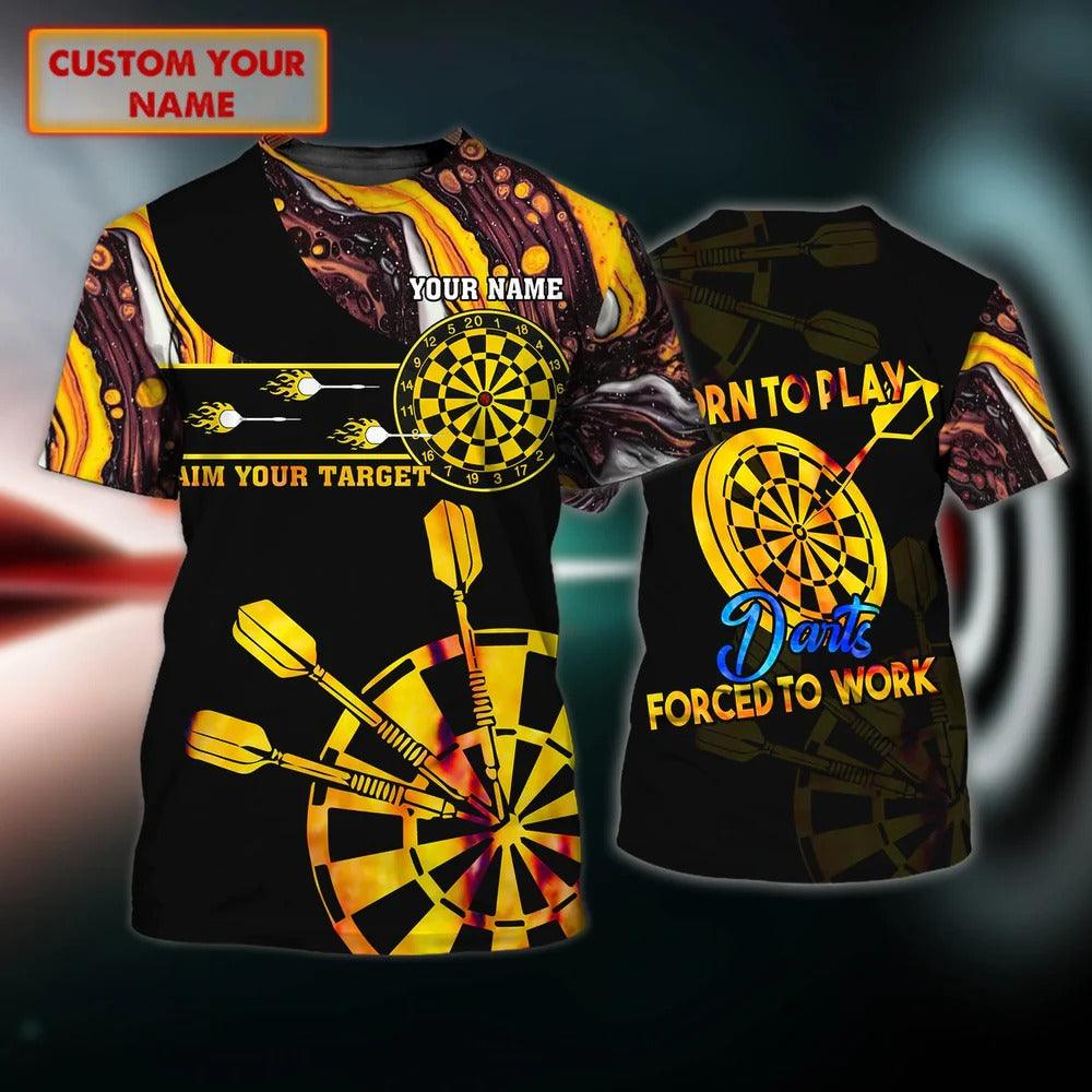 Customized Darts T Shirt, Darts Born To Play, Personalized Name Darts T Shirt For Men - Perfect Gift For Darts Lovers, Darts Players - Amzanimalsgift