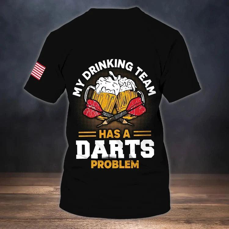 Customized Darts T Shirt, Drink Beer American Flag, Personalized Name T Shirt For Men - Perfect Gift For Darts Lovers, Darts Players - Amzanimalsgift