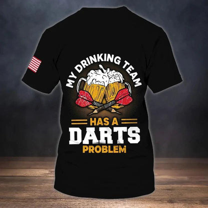 Customized Darts T Shirt, Drink Beer American Flag, Personalized Name T Shirt For Men - Perfect Gift For Darts Lovers, Darts Players - Amzanimalsgift
