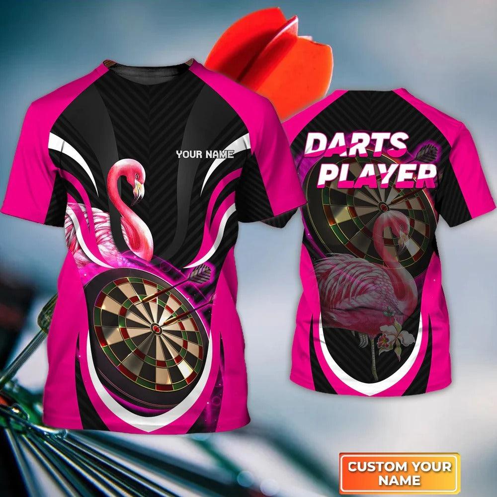 Customized Darts T Shirt, Flamingo Darts Shirt, Personalized Name Darts T Shirt For Men - Perfect Gift For Darts Lovers, Darts Players - Amzanimalsgift