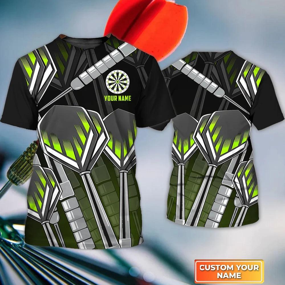 Customized Darts T Shirt, Green Darts Shirt, Personalized Name T Shirt For Men - Perfect Gift For Darts Lovers, Darts Players - Amzanimalsgift