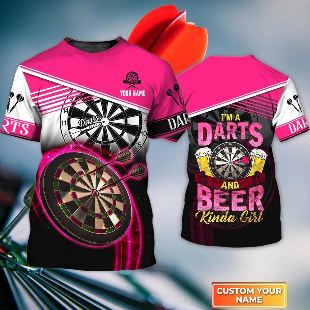 Customized Darts T Shirt, I'm A Darts And Beer Kinda Girl Personalized Name Darts T Shirt For Men - Perfect Gift For Darts Lovers, Darts Players - Amzanimalsgift