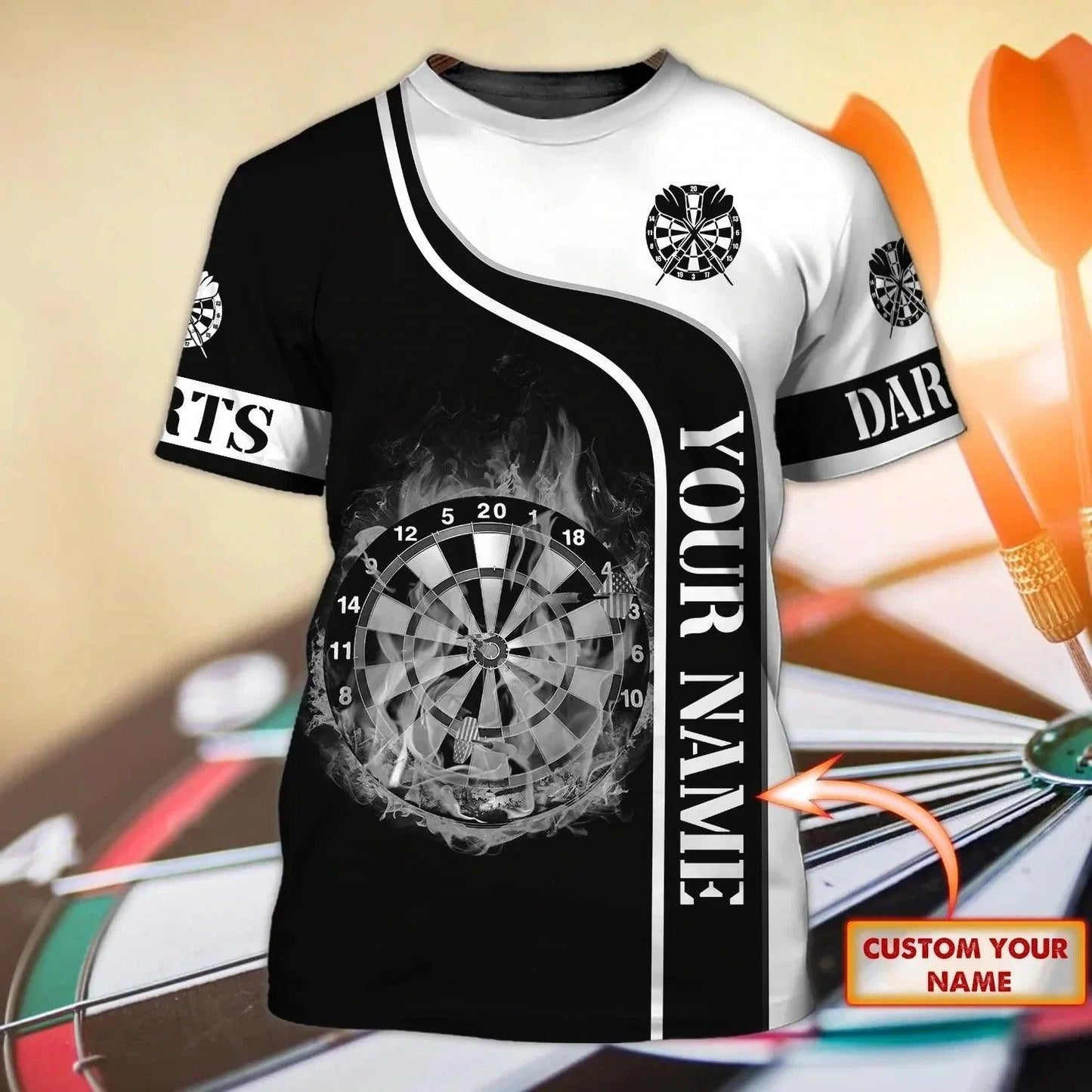 Customized Darts Women Polo Shirt, Personalized Darts Black And White Polo Shirt For Women, Perfect Gift For Darts Lovers, Darts Players