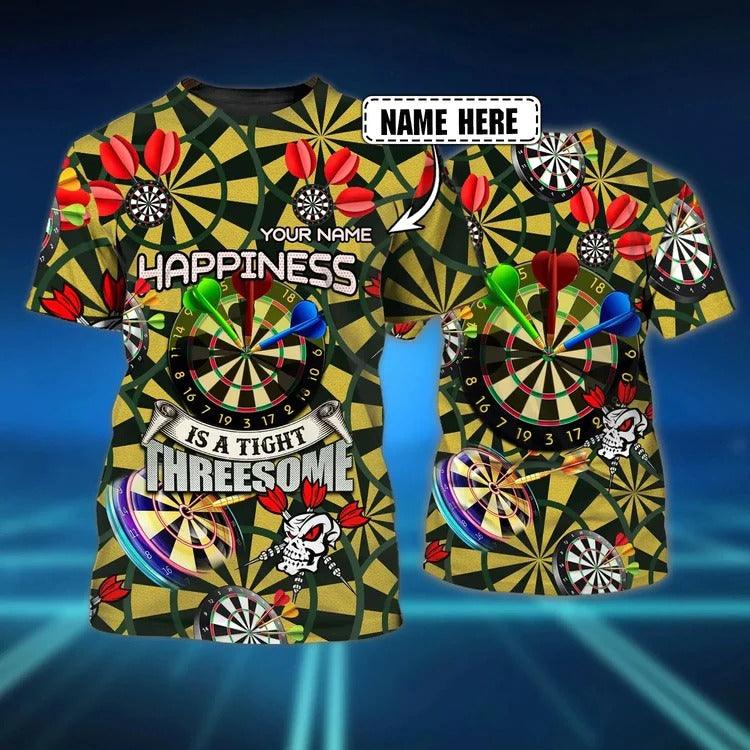 Customized Darts T Shirt, Skull Darts, Happiness Is A Tight, Personalized Name T Shirt For Men - Perfect Gift For Darts Lovers, Darts Players - Amzanimalsgift