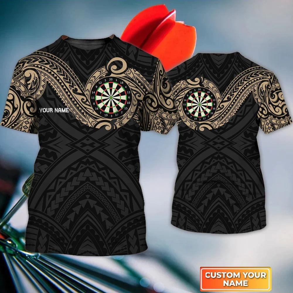 Customized Darts T Shirt, Tattoo Maori Darts, Personalized Name T Shirt For Men - Perfect Gift For Darts Lovers, Darts Players - Amzanimalsgift