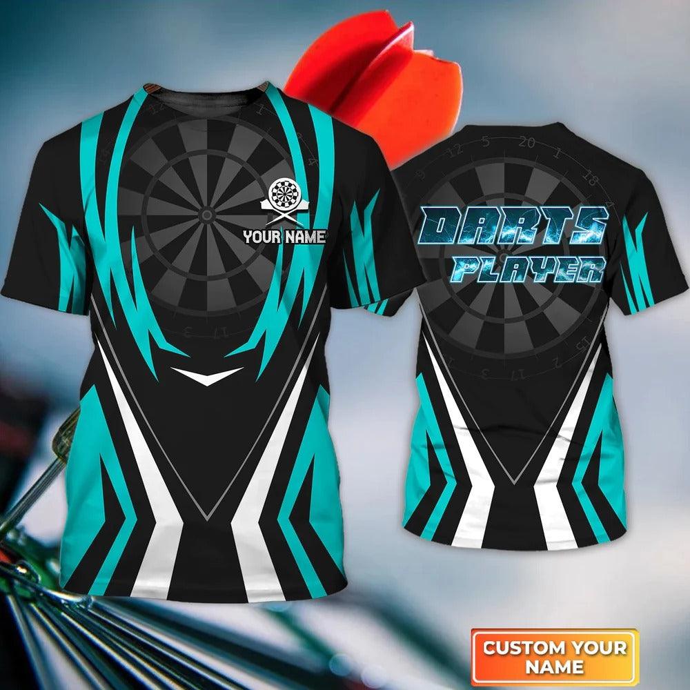 Customized Darts T Shirt, Turquoise Darts, Personalized Name T Shirt For Men - Perfect Gift For Darts Lovers, Darts Players - Amzanimalsgift