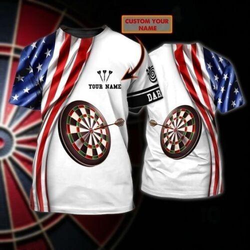 Customized Darts T Shirt, USA Darts, Personalized Name Darts T Shirt For Men - Perfect Gift For Darts Lovers, Darts Players - Amzanimalsgift