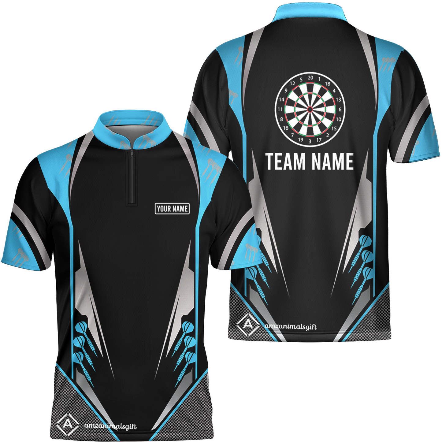 Customized Darts Team Polo Shirt, Dartboard Center Multicolor Option With Personalized Name And Team Name For Darts League