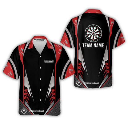 Customized Name & Text Darts Hawaiian Shirt, Personalized Darts Team Hawaiian Shirts For Summer - Gift For Darts Lovers, Darts Players Uniforms