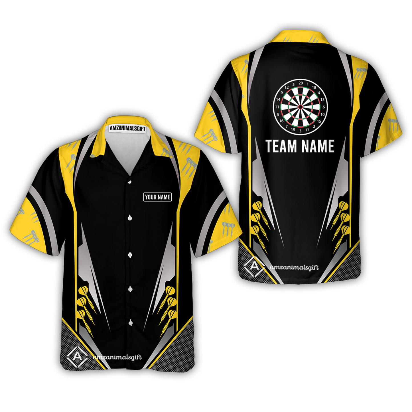 Customized Name & Text Darts Hawaiian Shirt, Personalized Darts Team Hawaiian Shirts For Summer - Gift For Darts Lovers, Darts Players Uniforms
