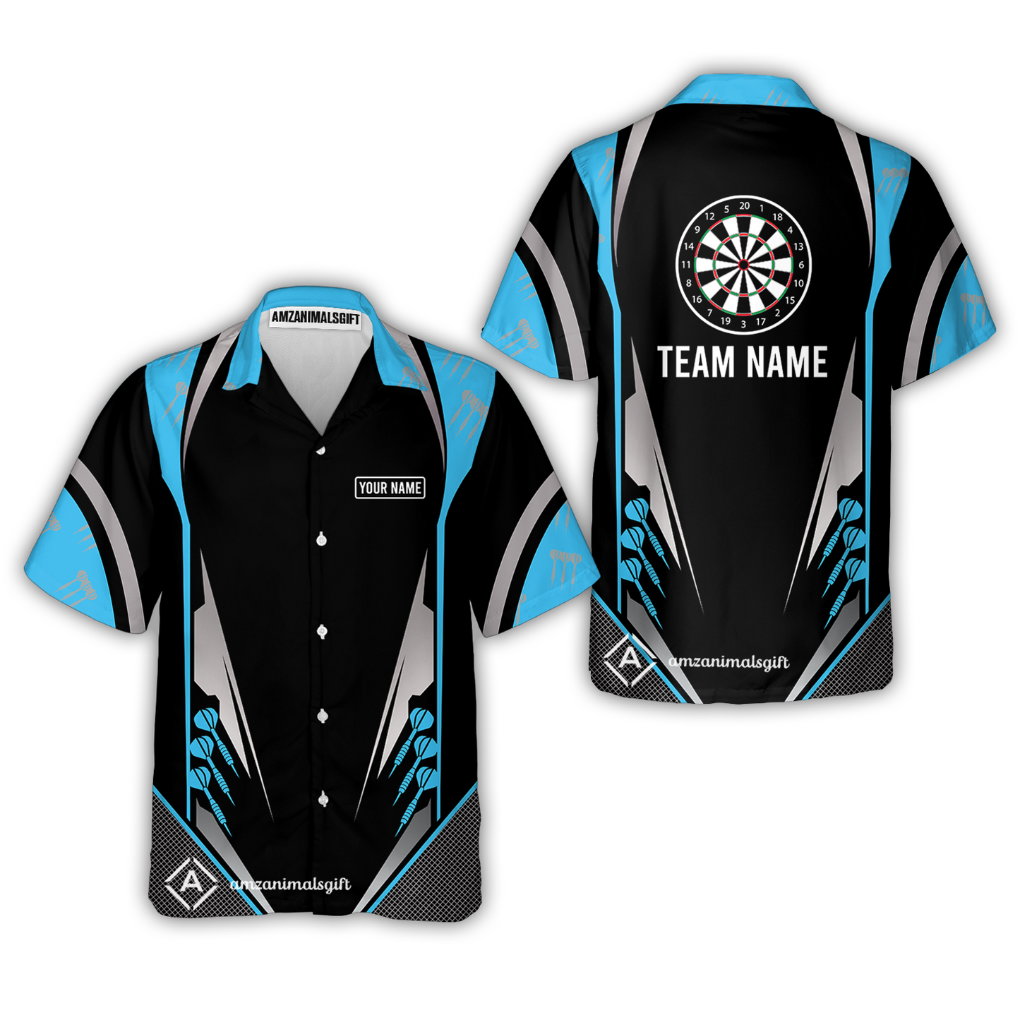 Customized Name & Text Darts Hawaiian Shirt, Personalized Darts Team Hawaiian Shirts For Summer - Gift For Darts Lovers, Darts Players Uniforms