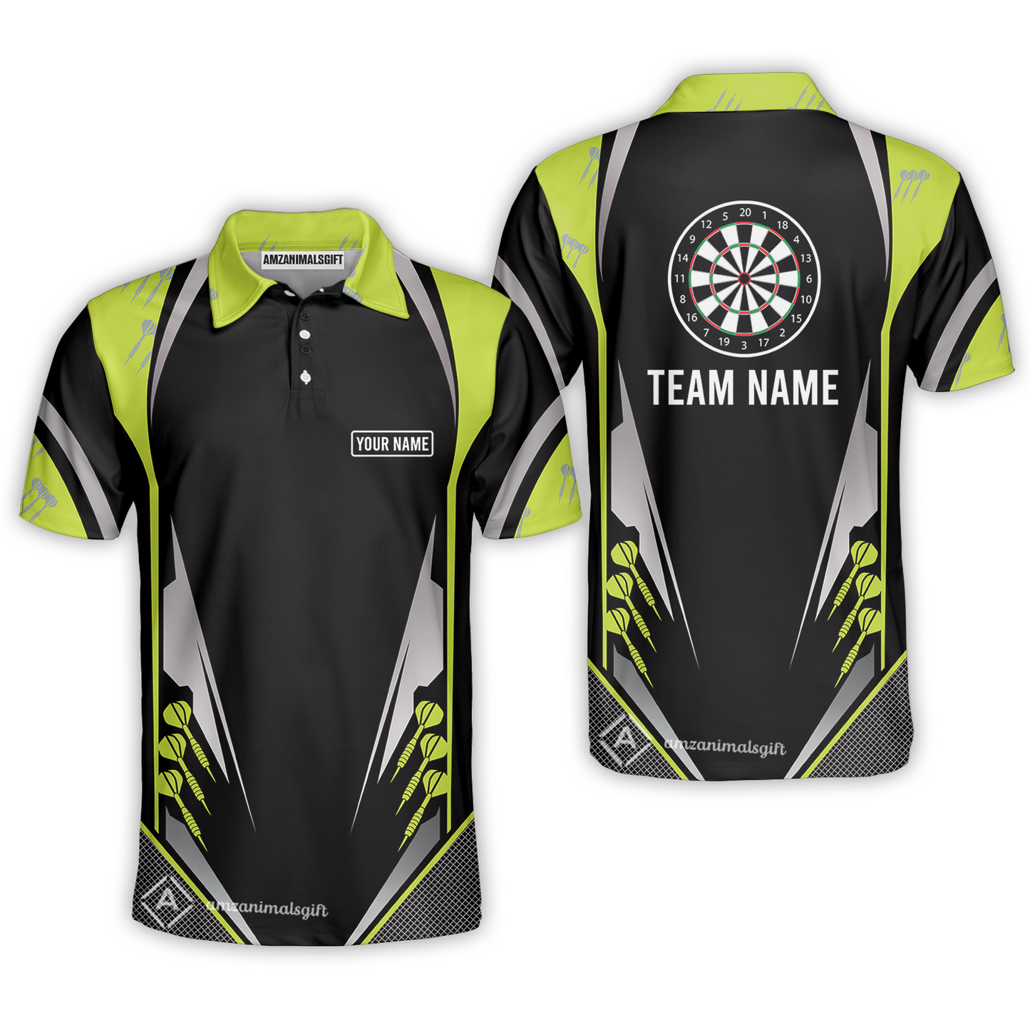 Customized Darts Team Polo Shirt, Dartboard Center Multicolor Option With Personalized Name And Team Name For Darts League