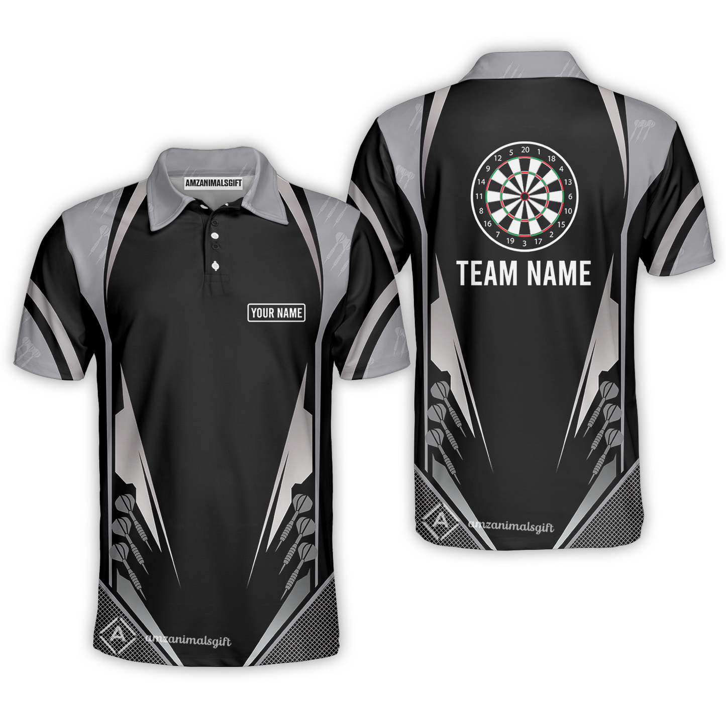 Customized Darts Team Polo Shirt, Dartboard Center Multicolor Option With Personalized Name And Team Name For Darts League