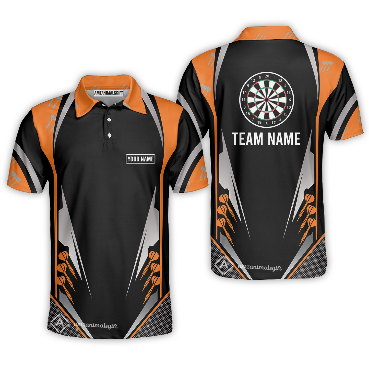 Customized Darts Team Polo Shirt, Dartboard Center Multicolor Option With Personalized Name And Team Name For Darts League