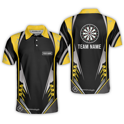 Customized Darts Team Polo Shirt, Dartboard Center Multicolor Option With Personalized Name And Team Name For Darts League