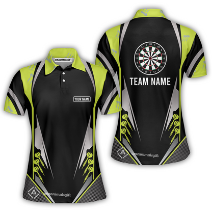 Customized Darts Team Women Polo Shirt, Dartboard Center Multicolor Option With Personalized Name And Team Name