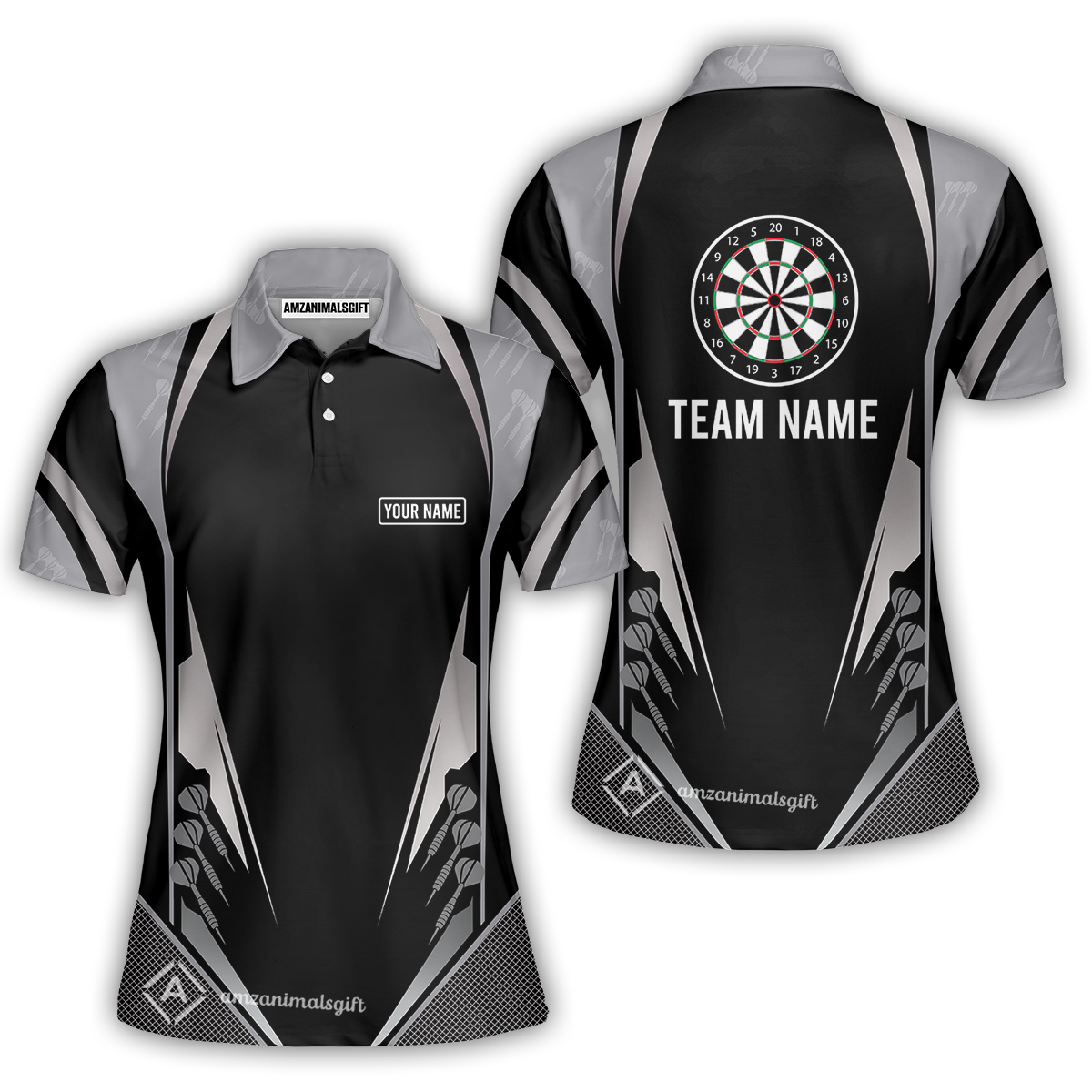 Customized Darts Team Women Polo Shirt, Dartboard Center Multicolor Option With Personalized Name And Team Name
