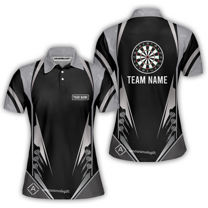 Customized Darts Team Women Polo Shirt, Dartboard Center Multicolor Option With Personalized Name And Team Name