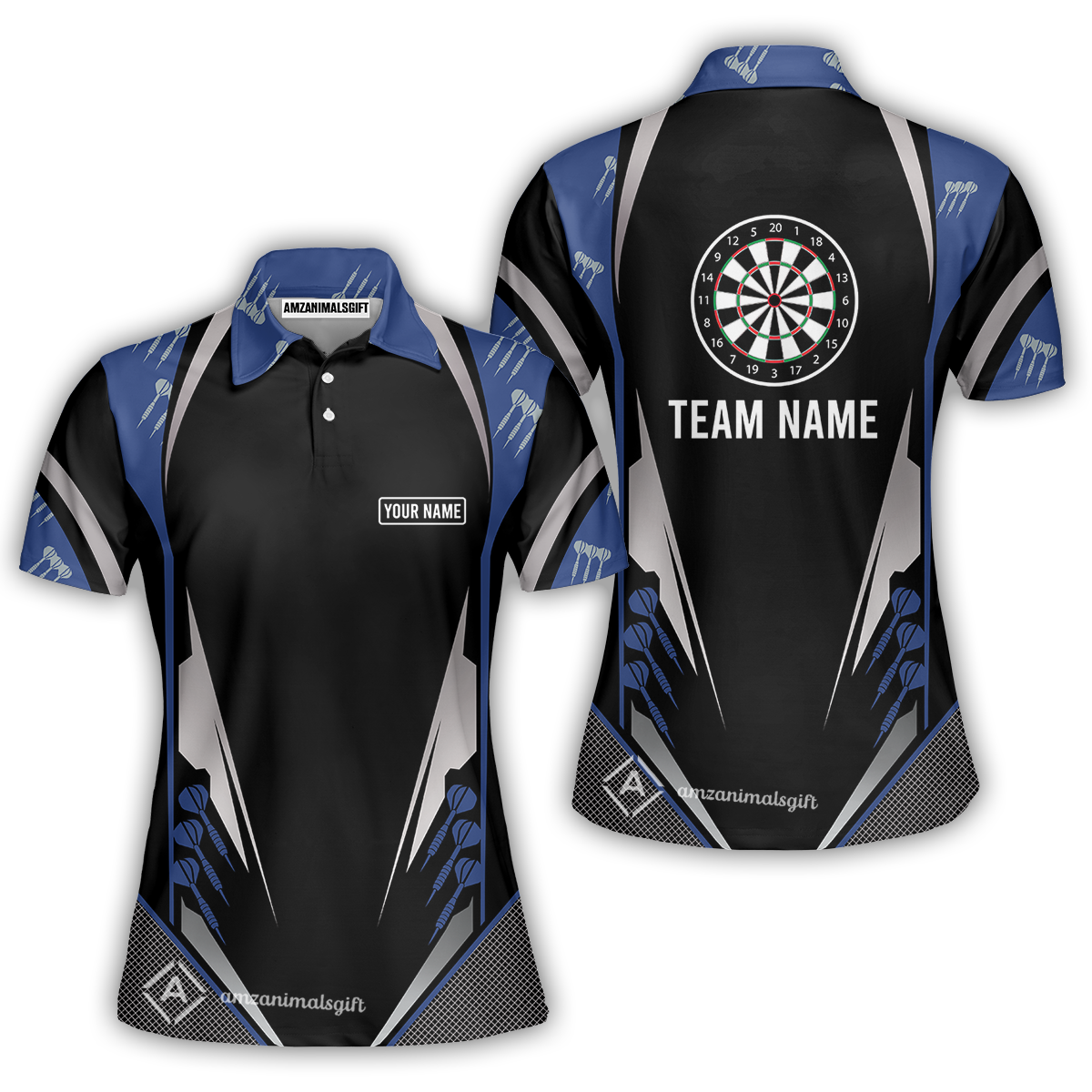 Customized Darts Team Women Polo Shirt, Dartboard Center Multicolor Option With Personalized Name And Team Name